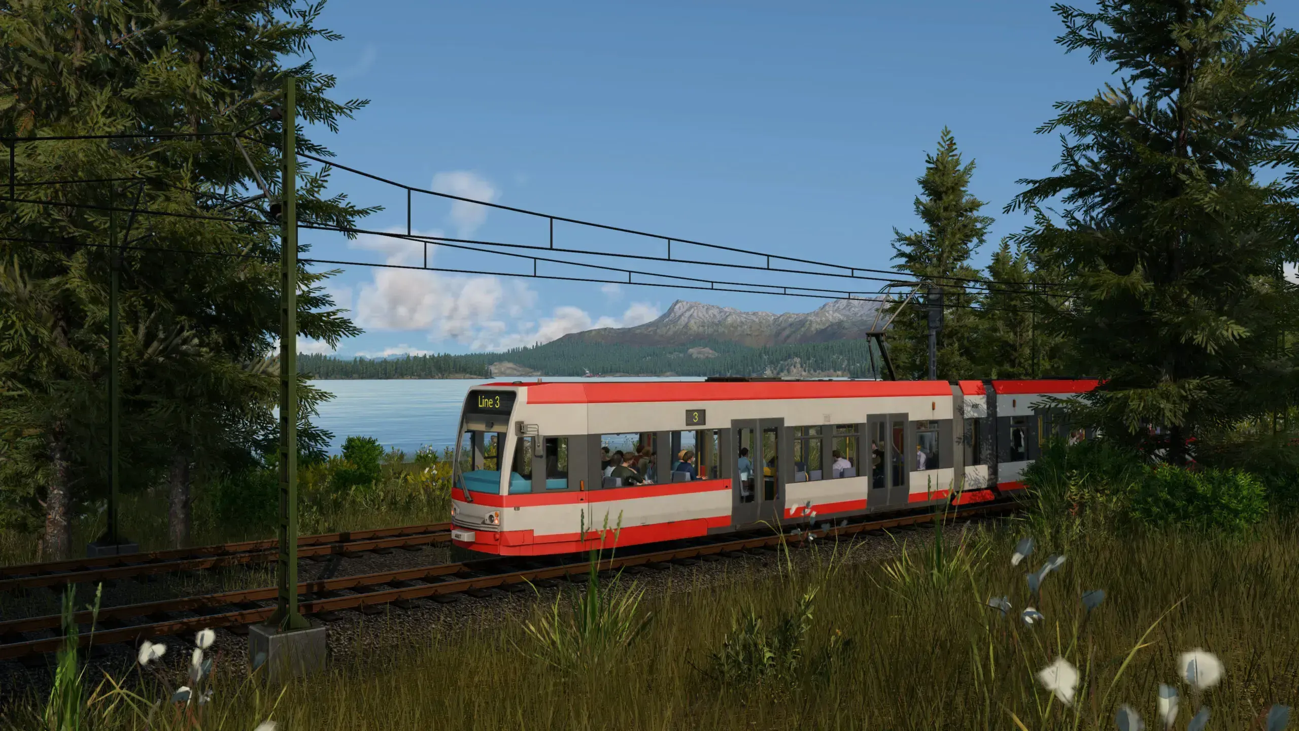 A launch video still shows a transport vehicle moving through a landscaped game scene.